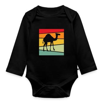 Rétro Dromadaire - Body Bébé bio manches longues - noir - Devant