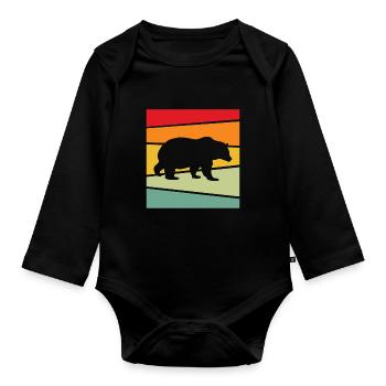 Bear Retro - Organic Longsleeve Baby Bodysuit - black - Front
