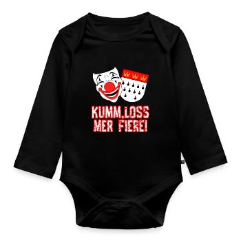 Karneval Kostüm Kölle Alaaf Köln loss mer fiere! - Baby Bio-Langarm-Body - Schwarz - Vorne