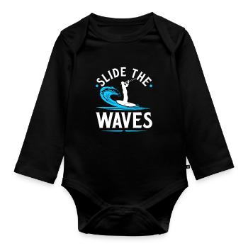 Trombone Player Surfer Quote, Funny Trombonist - Baby Bio-Langarm-Body - Schwarz - Vorne