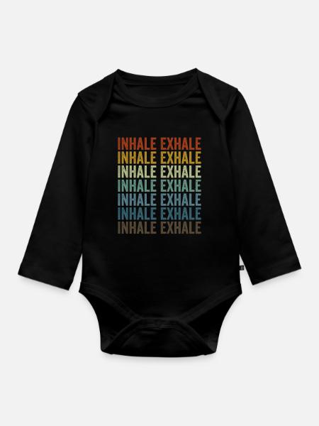 Yoga-Meditation Einatmen Ausatmen - Baby Bio-Langarm-Body - Schwarz