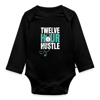 nurse stethoscope - Organic Longsleeve Baby Bodysuit - black - Front