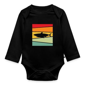 Hai Retro - Baby Bio-Langarm-Body - Schwarz - Vorne