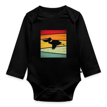 Pelikan Rétro - Body Bébé bio manches longues - noir - Devant