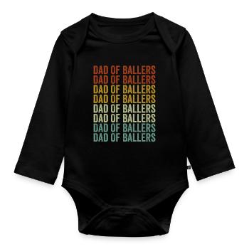 Papa of Ballers Softball Papa - Body Bébé bio manches longues - noir - Devant