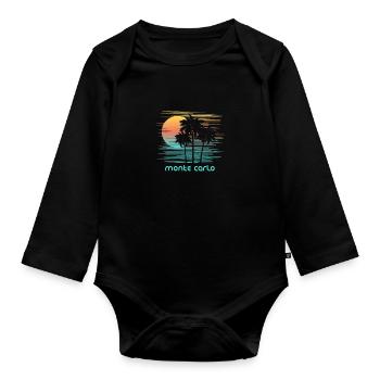 Monte Carlo Vacances Souvenir Stylish - Body Bébé bio manches longues - noir - Devant