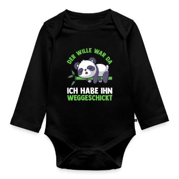 Der Wille War Da Ich Hab Ihn Weggeschickt Panda - Baby Bio-Langarm-Body - Schwarz - Vorne