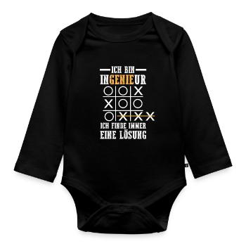 Ich bin Ingenieur - Baby Bio-Langarm-Body - Schwarz - Vorne