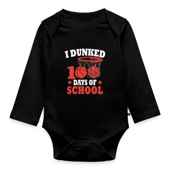 100 jours d'école Basket Cadeau Pour Enfants - Body Bébé bio manches longues - noir - Devant