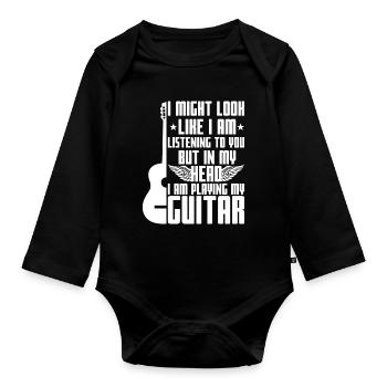 Gitarre Sprüche - Baby Bio-Langarm-Body - Schwarz - Vorne
