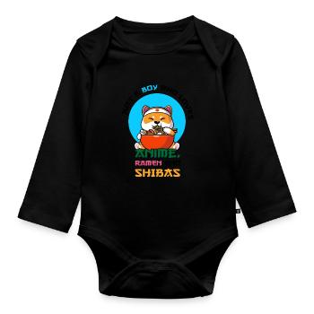 Juste un garçon qui aime l’anime, les ramen et les shibas - Body Bébé bio manches longues - noir - Devant