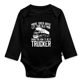 Lkw Fahrer Trucker Lastwagenfahrer Lustig - Baby Bio-Langarm-Body - Schwarz - Vorne