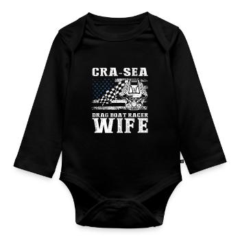 Speedboat Racing Design for Racing Boaters - Organic Longsleeve Baby Bodysuit - black - Front
