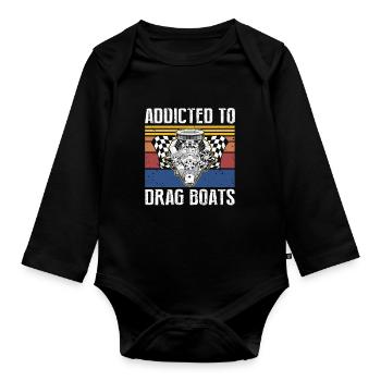 Conception de bateaux de dragster pour les plaisanciers de course - Body Bébé bio manches longues - noir - Devant