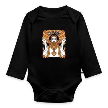 Christ Christianity Funny I'm Back - Organic Longsleeve Baby Bodysuit - black - Front