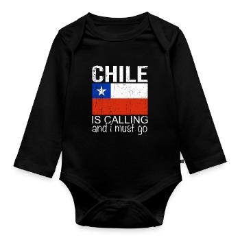 Chile Quote - Organic Longsleeve Baby Bodysuit - black - Front