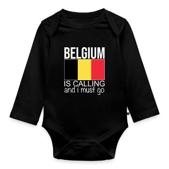 Belgium Saying - Organic Longsleeve Baby Bodysuit - black - Front