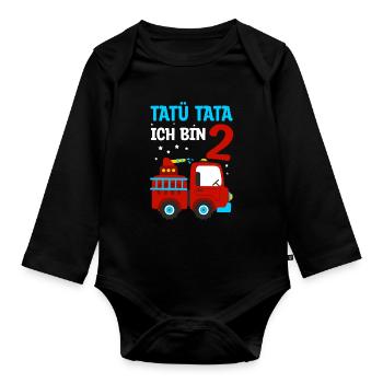 Tatü Tata - Ich bin 2 - Feuerwehr Feuerwehrauto Ge - Baby Bio-Langarm-Body - Schwarz - Vorne