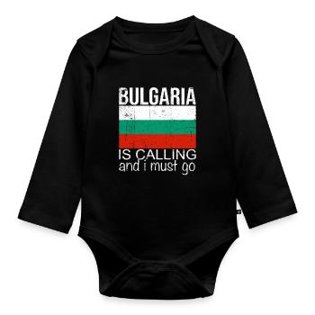 Bulgarie - Body Bébé bio manches longues - noir - Devant