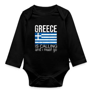 Grèce Dicton - Body Bébé bio manches longues - noir - Devant