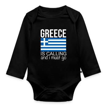 Grèce Dicton - Body Bébé bio manches longues - noir - Devant