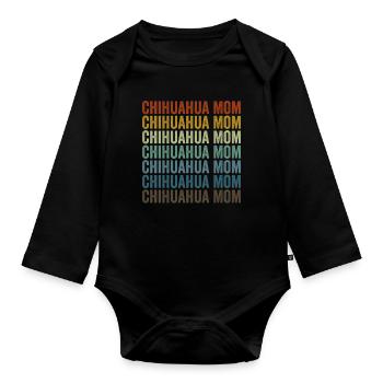 Chihuahua Mama Chihuahua Chien Chihuahua Propriétaire - Body Bébé bio manches longues - noir - Devant