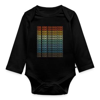 Coole Mütter laufen Marathons Läuferin Lauffreundi - Baby Bio-Langarm-Body - Schwarz - Vorne