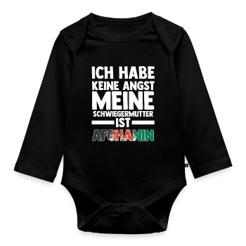 Ich habe keine Angst meine Schwiegermutter ist Afg - Baby Bio-Langarm-Body - Schwarz - Vorne