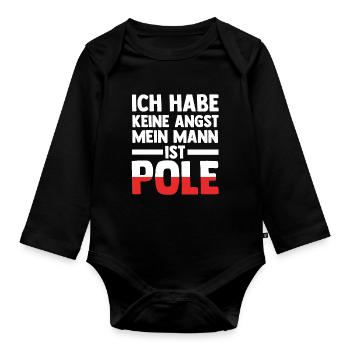 Ich habe keine Angst mein Mann ist Pole - Baby Bio-Langarm-Body - Schwarz - Vorne