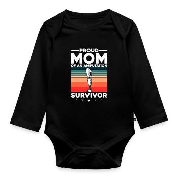 Bionic leg design for leg prostheses - Organic Longsleeve Baby Bodysuit - black - Front