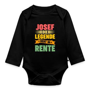 Josef die Legende geht in Rente - Baby Bio-Langarm-Body - Schwarz - Vorne