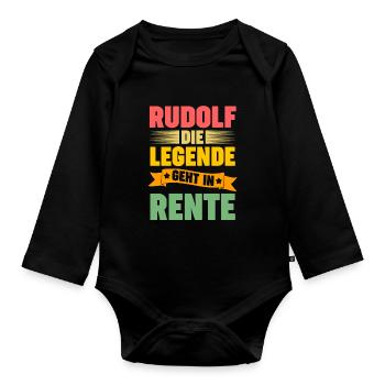 Rudolf die Legende geht in Rente - Baby Bio-Langarm-Body - Schwarz - Vorne