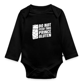 Glutenfrei Prinz - Baby Bio-Langarm-Body - Schwarz - Vorne