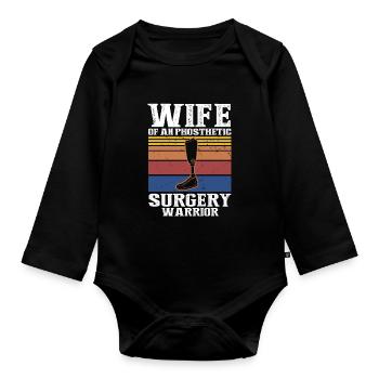 Artificial limb design for leg prosthesis - Organic Longsleeve Baby Bodysuit - black - Front