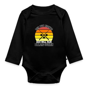 Billiard Spruch - Baby Bio-Langarm-Body - Schwarz - Vorne