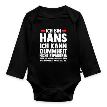 Hans - Baby Bio-Langarm-Body - Schwarz - Vorne