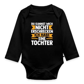 Papa Tochter Töchter Geschenk - Baby Bio-Langarm-Body - Schwarz - Vorne
