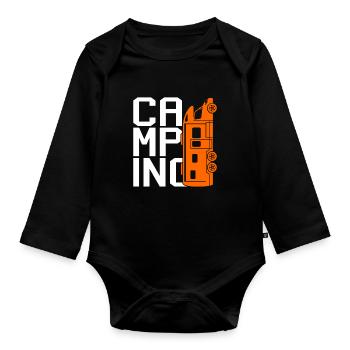 camping - Baby Bio-Langarm-Body - Schwarz - Vorne