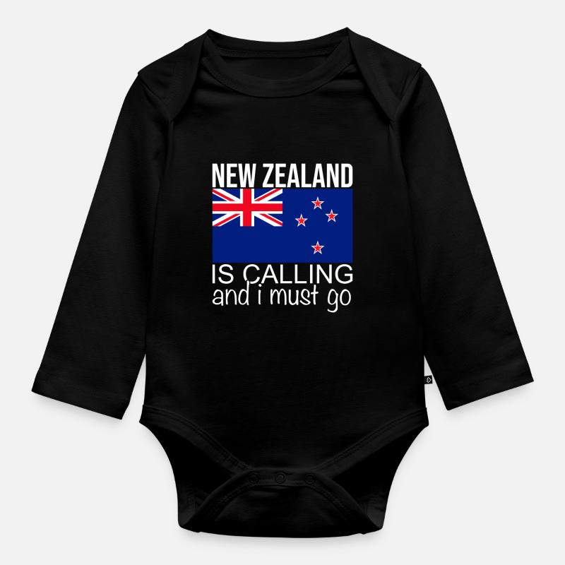 Neuseeland Spruch - Baby Bio-Langarm-Body - Schwarz