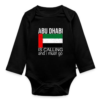 Abu Dhabi Spruch - Baby Bio-Langarm-Body - Schwarz - Vorne