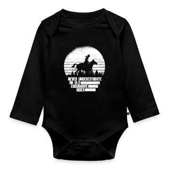 Horse Equestrian Sport Endurance Riding - Organic Longsleeve Baby Bodysuit - black - Front