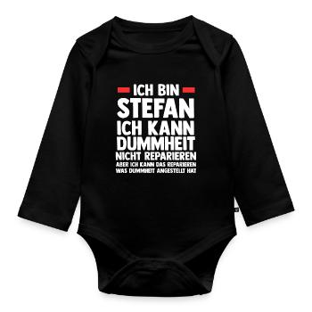 Stefan - Baby Bio-Langarm-Body - Schwarz - Vorne