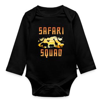 Safari Lovers Boys Girls Zoo Animals - Organic Longsleeve Baby Bodysuit - black - Front
