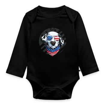 Amoureux patriotique des chiens dalmates 4 juillet - Body Bébé bio manches longues - noir - Devant