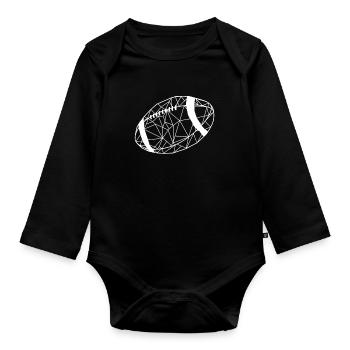 Rugby Ball - Organic Longsleeve Baby Bodysuit - black - Front