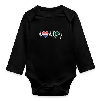 Pays-Bas et Pakistan Drapeau pakistanais - Body Bébé bio manches longues - noir - Devant