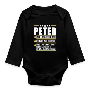 Peter - Baby Bio-Langarm-Body - Schwarz - Vorne