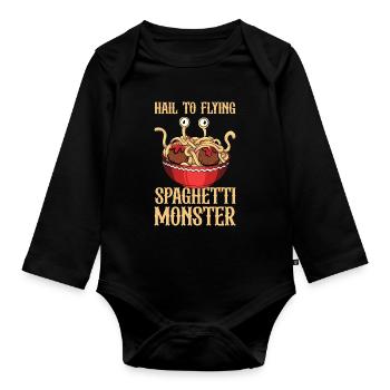 Das fliegende Spaghettimonster - Baby Bio-Langarm-Body - Schwarz - Vorne