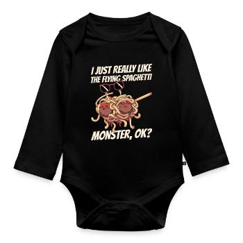 Dabbing Flying Spaghetti Monsters Pastafarian - Body Bébé bio manches longues - noir - Devant