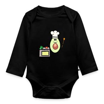 Avocado Vegetable Hobby Chef Vegetarian Cuisine - Organic Longsleeve Baby Bodysuit - black - Front